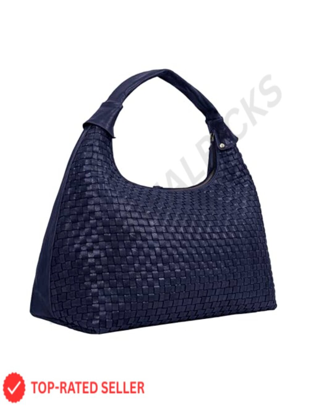 Braided Leather Tote Bag with Zipper Pockets for Women